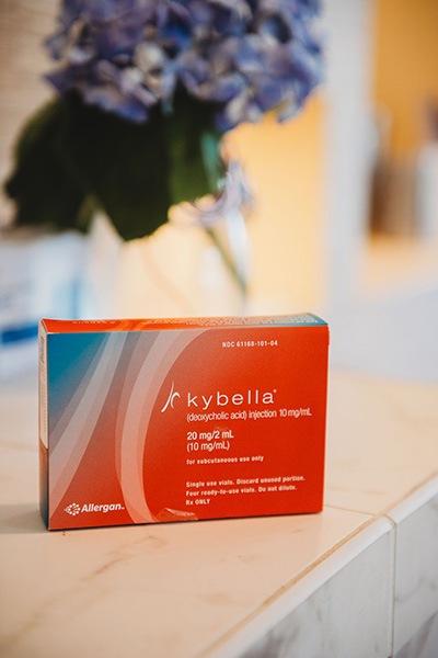 Box of Kybella injections at the skin care center